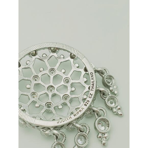 Judith Ripka 925 Sterling Silver CZ Diamonique Dangle Drop Earrings Signed - Picture 5 of 7